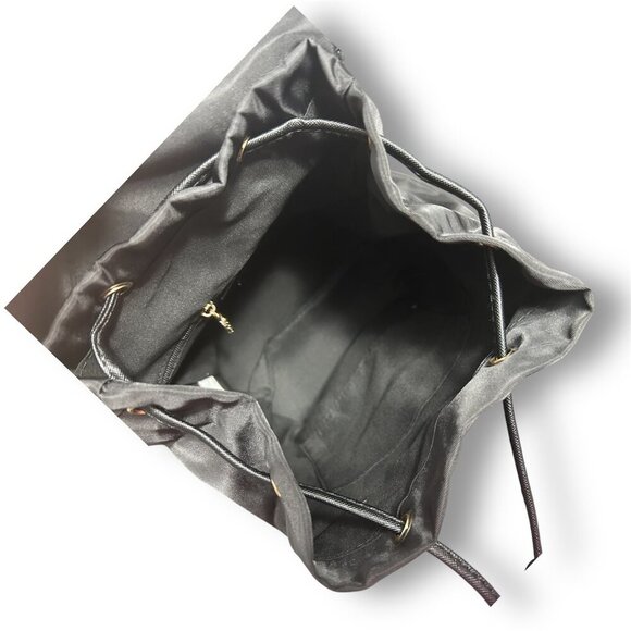 Valentino Orlandi Black Vegan Nylon Backpack w/ Pouch Logo Gold Hardwarware NWT - Picture 6 of 10